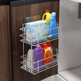 Plantex Drill Free Stainless Steel Multipurpose Detergent Holder/Under The Sink Detergent Rack/Wall Mounted Detergent Holder/Bathroom Rack/Shelf/Bathroom Accessories (Chrome)