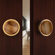 Plantex Stainless Steel Main Door Handle/4-inch Round Shape Door Handle for Main Door/Pull-Push Knob Handle for Wooden & Glass Door (PVD Gold & Wood) - 3 Years Warranty