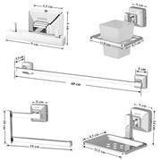 Plantex 304 Grade Stainless Steel Bathroom Accessories - Towel Rod/Napkin Ring/Tumbler Holder/Soap Holder/ Robe Hook - Pack of 10 (Squaro)