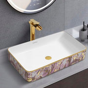 Plantex Ceramic Counter Top Washbasin for Bathroom/Table Top Wash Basin/Rectangle Bathroom Sink for Restaurant/Hotel (24 x 14 x 5 Inch)