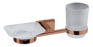Plantex Benz 304 Grade Stainless Steel 2in1 Soap Dish with Tumbler Holder/Soap Stand/Tooth Brush Holder/Bathroom Accessories (Rose Gold)