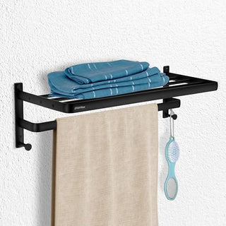 Plantex Towel Hanger for Bathroom/24 Inch Towel Rack/Bathroom Hanger for Clothes/Towel Holder/Bathroom Accessories -Pack of (1509, Black)