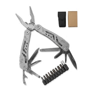 Plantex Heavy Duty Multitool Pliers/15-in-1 Stainless Steel Multi Tool with Screwdriver Bit Set/Wire Cutter/File/Bottle Opener & Nylon Sheath for DIY Camping – Silver (MT629PG)
