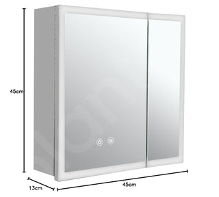 Plantex Luxury LED Mirror Cabinet for Bathroom/304 Grade Stainless Steel Bathroom Cabinet/with Double Door Bathroom Box (18x18 Inch-LED & Defogger/Chrome/Double Door)
