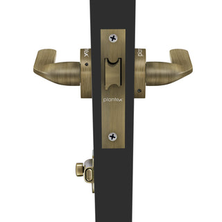 Plantex Pearl Mortise Door Lock for Balcony and Bathroom Door Lock/Keyless Pull Handle Set with Baby Latch (7060 - Brass Antique Finish)