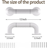 Plantex   12 Inch Strong ABS Bathroom Handle for Senior Citizen/Non-Slip Grab Bar for Toilet/Support for Elderly People - Pack Of 2 (White)