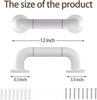 Plantex 12 Inch Strong ABS Grab Bar for Toilet Support/Bathroom Support for Elderly People with Luminous Grip - Pack of 1 (White)