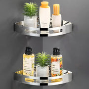 Plantex Stainless Steel Corner/Bathroom Shelf/Kitchen Shelf/Wall Mount (8x8 Inches) - Chrome