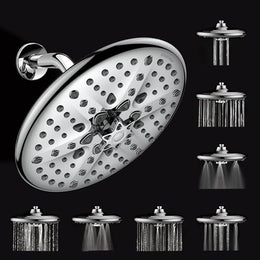 Plantex Abs Shower Head For Bathroom/8 Different Modes Shower Head/Overhead Shower Without Arm/Rain Shower Head For Bathroom - (Chrome)