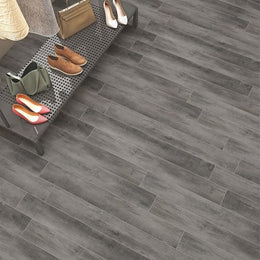 Plantex SPC Tiles for Floor(Sample Plank)/Interlocking Sound Insulated Floor Tiles/Click N Lock Wooden Flooring for Livingroom/Kitchen/Office - Patriot's Memorial Silver(Water&Fire Resistant)