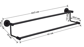 Plantex Stainless Steel Dual Towel Rod/Towel Rack for Bathroom/Towel Bar/Hanger/Stand/Bathroom Accessories (24 Inch - Black)