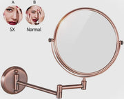 Plantex Premium Brass Magnifying Mirror/Dual Side Swivel Zoom Mirror With 5x/1x Magnification/Vanity Mirror for Bathroom (8 Inches-Rose Gold/Wall Mount)