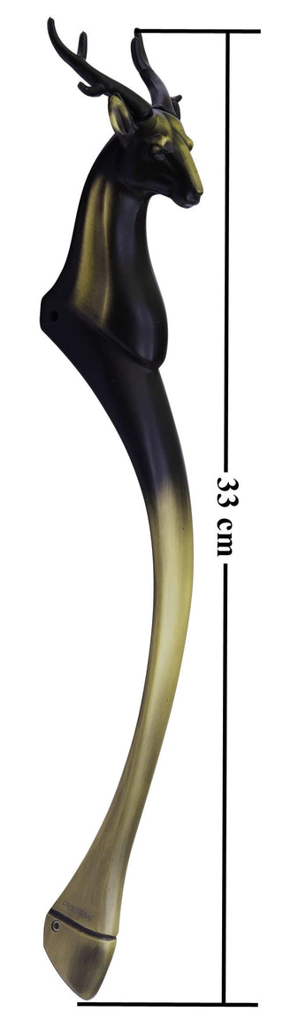 Plantex 13 Inch Deer Shape Door Handle for Main Door/Heavy Duty Main Handles/Pull Push Antique Door Handle for Home/Office - Pack of 1 (Brass Antique)