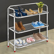 Plantex Shoe Stand for Home|Steel Shoe Rack for Home|Shoe Organiser|Rack for Shoes|Mini Shoe Rack Cover 3 Layer (Silver)
