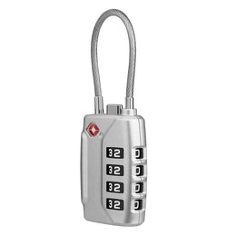 Plantex 4-Digit Combination Padlock/TSA Metal Lock with String Shackle/Number Lock for Luggage/Travel Bag/Suitcase/Backpack/Lockers - Pack of 1 (Silver)