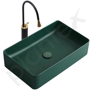 Plantex Rectangular Ceramic Wash Basin/Tabletop Wash Basin/Wash Basin for Bathroom (Aqua Green) (13 x 23 x 4 Inch)