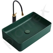 Plantex Rectangular Ceramic Wash Basin / Tabletop Wash Basin/ Wash Basin for Bathroom (Aqua Green) (13 x 23 x 4 Inch)
