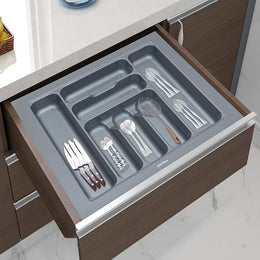 Plantex Cutlery Tray for Kitchen Drawer/Cutlery Cosmetic Stationary Organizer/Cabinet Cutlery Tray Organizer for Modular Kitchen - (Grey-32.5 X 18.5 INCH)