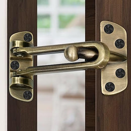 Plantex Security Latch for Home/Safety Door Lock for All Door, Guard with High Security Auxiliary Lock Pack of 2 (Brass Antique)
