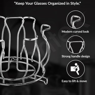 Plantex Stainless Steel Glass Stand/Mug Holder/Glass Holder for Kitchen/Dining Table (Chrome)