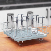 Plantex Stainless Steel Glass Holder for Kitchen/Mug Holder with Detachable Drain Tray/Glass Stand for Kitchen/Dining Table/Stand for 9 Glass(Chrome)