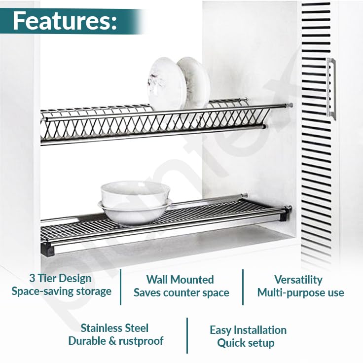 Plantex Stainless Steel Dish Plate Rack Drainer/600mm GTPT Tray for Ki ...