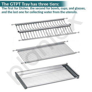 Plantex Stainless Steel Dish Plate Rack Drainer/600mm GTPT Tray for Kitchen/Cabinet Kitchen Organizer for Quick Drying and Storage - Set of 3 Pcs (Chrome)