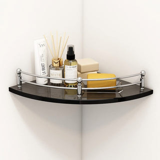 Plantex Corner Shelf for Kitchen/Bathroom Shelf for Wall Corner - Bathroom Accessories for Home Decor (Black - 9x9 Inches - Pack of 2)
