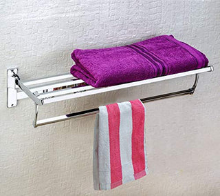 Plantex Stainless Steel Folding Towel Rack for Bathroom/Towel Stand/Hanger/Bathroom Accessories (18 Inch - Square)