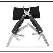 Plantex Stainless Steel Multi Tool Pliers Set with Nylon Sheath/Folding Hand Tool with Screwdriver & Saw/Portable Multipurpose Tool for Home DIY & General Repairs – Black (MT609H2)