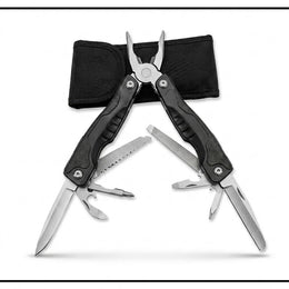 Plantex Stainless Steel Multi Tool Pliers Set with Nylon Sheath/Folding Hand Tool with Screwdriver & Saw/Portable Multipurpose Tool for Home DIY & General Repairs – Black (MT609H2)