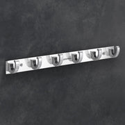Plantex Aluminum Over The Door Hook Hanger/Hook Rail with 6 Hooks for Walls of Bathroom/Kitchen - Hook Rail for Bathroom - Pack of 2 (6 Pin, Chrome)