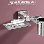 Plantex Aqua Stainless Steel 2in1 Soap Holder with Tumbler Holder/Soap Dish/Toothbrush Holder/Bathroom Accessories (Chrome - Aqua)