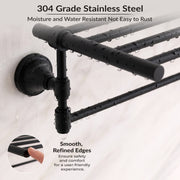 Plantex 304 Grade Stainless Steel Towel Rack for Bathroom/Towel Stand/Hanger/Bathroom Accessories - Niko (24 Inch-Black)
