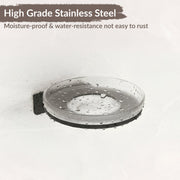 Plantex Single Soap Dish/Stainless Steel Glass Soap Holder/Case/Stand/Soap Bar for Kitchen/Bathroom Accessories - Pack of 1 (Black)