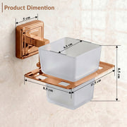 Plantex 304 Grade Stainless Steel Glass Toothbrush Holder/Stand/ABS Toothpaste Stand/Tumbler Holder for Bathroom - Decan (Rose Gold)