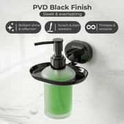 Plantex J4 Stainless Steel Liquid Soap Dispenser/Shampoo Dispenser for Wash Basin/Hand Wash Dispenser Wall Mounted/Bathroom Accessories (PVD Black Finish) Onix