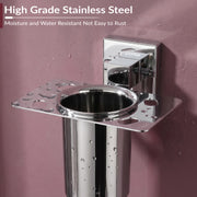 Plantex Stainless Steel Toothbrush Holder for Bathroom/Wall Mounted Toothbrush Holder/Bathroom Accessories - (Chrome)