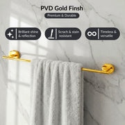 Plantex J4 Stainless Steel 24 Inch Towel Rod for Bathroom/Towel Holder in Bathroom/Towel Holder/Bathroom Accessories (PVD Gold Finish) Onix