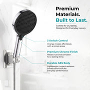 Plantex ABS Hand Shower for Bathroom/3 Mode Multifunctional Shower/Rectangle Hand Shower Without Hose Pipe for Home/Hotel - (Chrome, H-XM95)