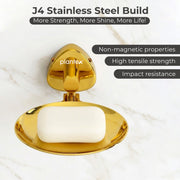 Plantex J4 Stainless Steel Wall Mounted Soap Holder for Bathroom/Soap Holder for Kitchen/Soap Stand for Bathroom/Bathroom Accessories (PVD Gold Finish) Angel