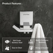 Plantex 304 Grade Stainless Steel Robe Hook/Towel Hanger/Cloth Hanger for Bathroom/Bathroom Accessories - Crystal (1405-Chrome)