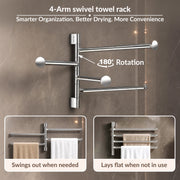 Plantex Stainless Steel 4-Arm Bathroom Swing Hanger Towel Rack/Towel Holder for Bathroom/Towel Stand/Bathroom Accessories