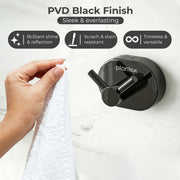 Plantex J4 Stainless Steel Clothes Hanger for Wall/Hangers for Bathroom/Robe Hook/Bathroom Accessories (PVD Black Finish) Onix