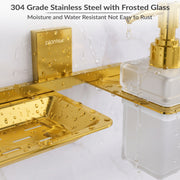 Plantex 304 Grade Stainless Steel Soap Holder with Liquid Dispenser/Shampoo Dispenser/Bathroom Accessories - Crystal (PVD Gold)