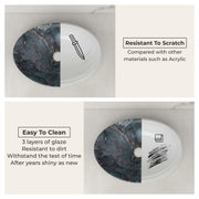 Plantex Ceramic Basin for Bathroom/Table Top Ceramic Basin/Washbasin for Bathroom - (BOAT-NS-553-Marble Finish, 16 x 13 x 5.5 Inch)