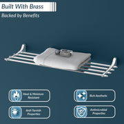 Plantex Rich Brass 24-inch Towel Rack for Bathroom/Towel Hanger for Bathroom/Towel Stand/Bathroom Accessories - Unique (Chrome)