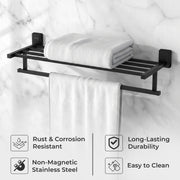 Plantex 304 Garde Stainless Steel 24 inch Towel Hanger for Bathroom/Towel Rod/Bar/Towel Stand/Bathroom Accessories - Darcy (Black)