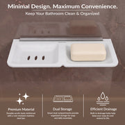Plantex Stainless Steel Rails Double Soap Holder for Bathroom and Kitchen/Soap Stand/Bathroom Accessories for Home (11 Inch, Acrylic, White)