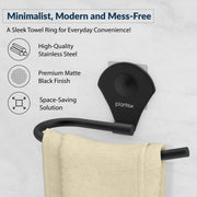 Plantex Royal Self Adhesive Stainless Steel Napkin Ring/Towel Ring/Napkin Holder/Bathroom Accessories (Black, Powder Coated)